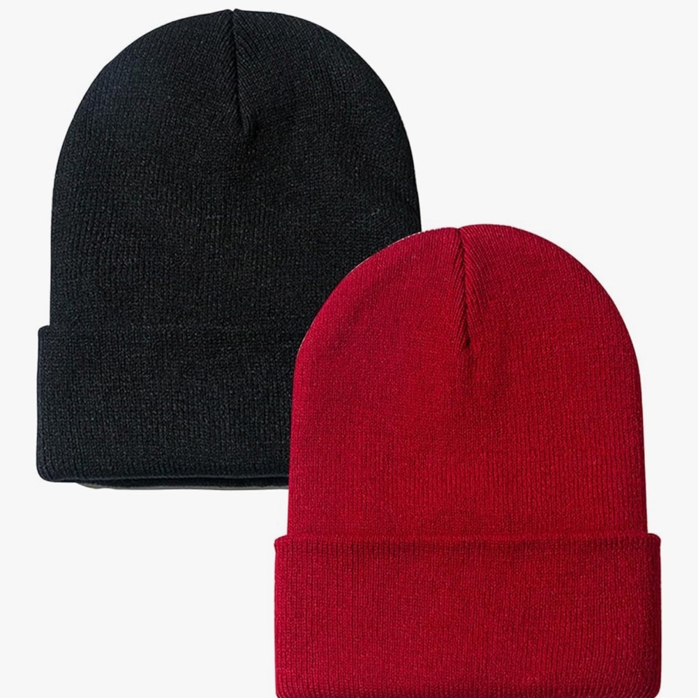 Classic Black and Red Beanie Set